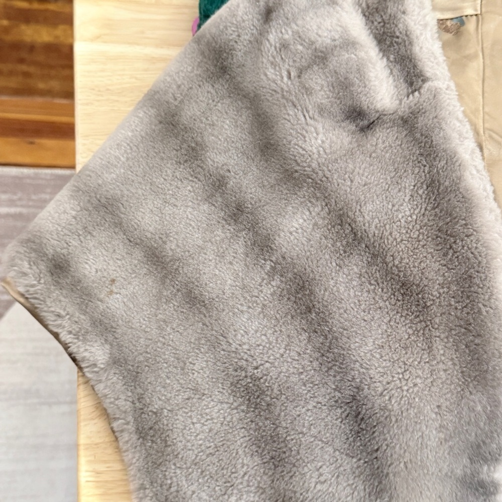 Vintage Fur Stole Shawl Gray Stripes - Picture 8 of 9